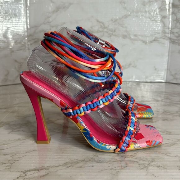 Cape Robbin ladies colorful ankle tie high heels size 9 colorful cute - Picture 5 of 9